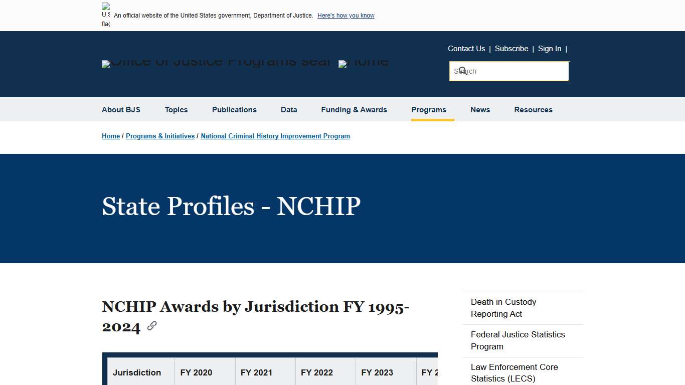 State Profiles - NCHIP Bureau of Justice Statistics