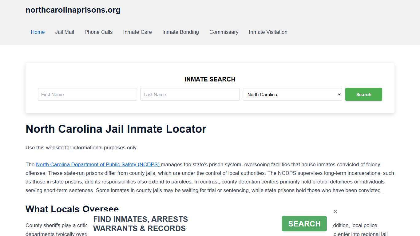 North Carolina Jail Inmate Search - NC DOC Prison Locator